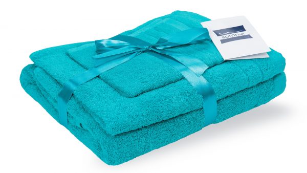 Set prosoape bumbac Somnart 600gsm de fata 50×90 cm + de corp 70×140 + de maini 30×50 cm, turcoaz