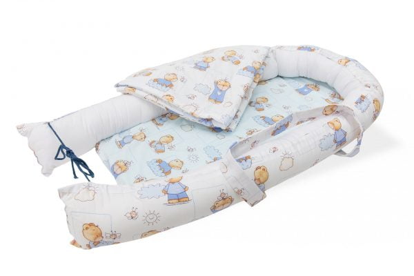 Baby Nest Somnart: Cosulet bebelusi + Salteluta 42x84x2 cm + Paturica 70×70 cm model Ursuleti