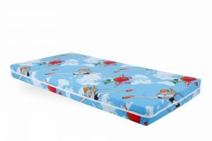 Saltea cu memorie SomnART Memory 80×160, înălțime 10 cm, pentru bebeluși și copii, husă impermeabilă, fermitate medie, model aviator