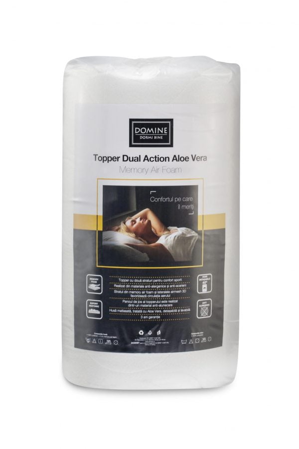 Topper Saltea Domine Dual Layer Memory Air Foam Aloe Vera – 140×200 cm