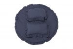 Set covoras impermeabil cu volan + 2 perne SomnArt, din in, Albastru