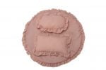 Set covoras impermeabil cu volan + 2 perne SomnArt, din in, Roz