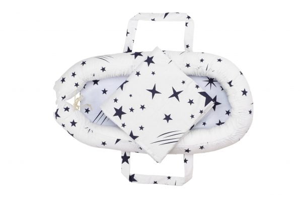 Baby Nest Somnart: Cosulet bebelusi + Salteluta 42x84x2 cm + Paturica 70×70 cm model Stelute