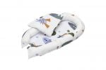 Set Baby Nest Somnart Cosulet bebelusi + Salteluta 42x84x2cm + Paturica 70x70cm, model Rachete