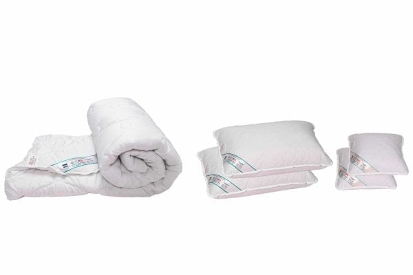 Set pilota 180×200 cm, 200g si 2 perne 50×70 cm si 2 perne 40×40 cm HypoallergenicMed Somnart, microfibra matlasata