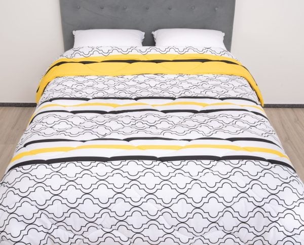 Pilota de iarna matlasata Caliope Somnart, 180×200 cm, policotton imprimat, sezon rece, 400 g/mp