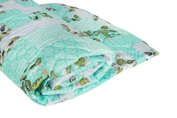 Pilota matlasata Ultrasleep Green Flowers Somnart, 150×200 cm, 250 g, microfibra, lavabila la 40°C