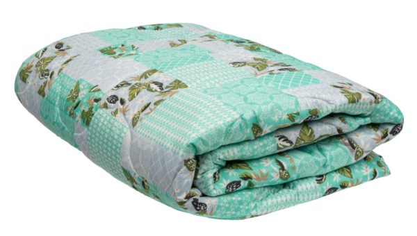 Pilota matlasata Ultrasleep Green Flowers Somnart, 150×200 cm, 250 g, microfibra, lavabila la 40°C