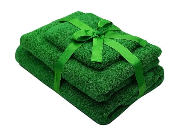 Set prosoape 3 piese 500 gsm (fata, maini, corp) Verde , SomnART