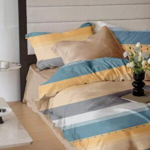 Lenjerie de pat finet 6 piese, cearceaf pat cu elastic, cearceaf pilota 200×230, 2 fete perna 50×70, 2 fete perna 70×70, Extra, Golden Coast, 54