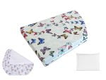 Pachet 1 Saltea Pat SomnART bebelusi si copii Fluturi 60×120 + 1 Patura impermeabila bumbac + 1 Perna Latex Puiutul Mamei