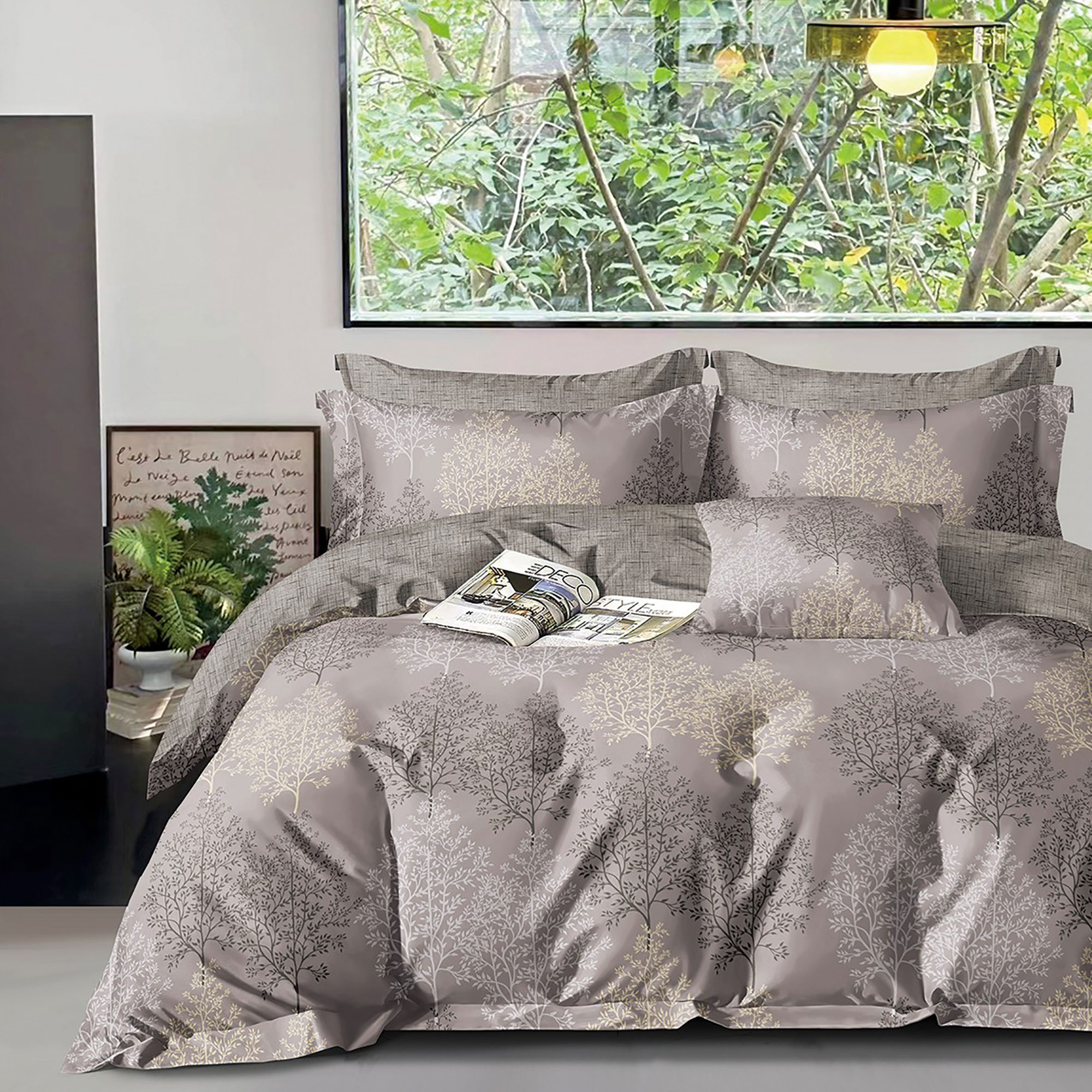 Lenjerie de pat Percale 2PXXL, 4 piese, cearceaf pat clasic 240cm x 260cm, cearceaf pilota 200cm x 230cm, 2 fete perna 50 x 70, PRC97