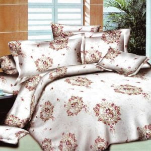 📣PACHET PROMO: 1 Lenjerie 4 piese Bumbac Finet model crem cu flori+ 1 pilota 200×220 + 2 perne 50 x 70