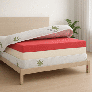 Husa saltea 100x200x25, Aloe Vera, matlasata,  lavabila, detasabila, cu fermoar 4 laturi