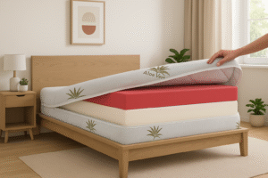 Husa saltea 100x200x25, Aloe Vera, matlasata,  lavabila, detasabila, cu fermoar 4 laturi