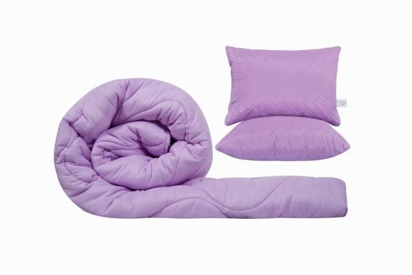 Set SomnART gama Coral, Pilota 200×220 cm si 2 perne 50×70 cm Orchid