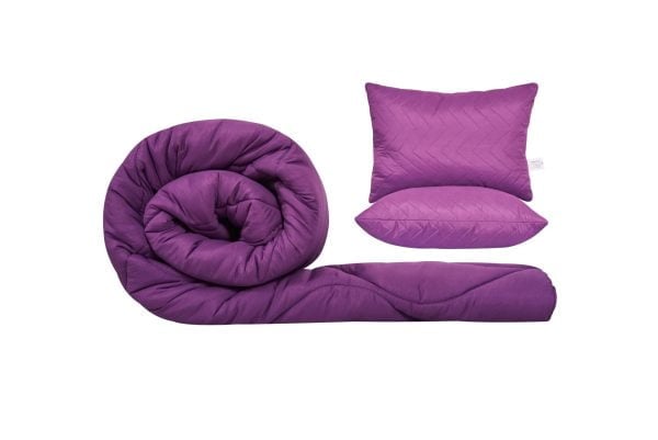 Set SomnART gama Coral, Pilota 200×220 cm si 2 perne 50×70 cm Purple Orchid