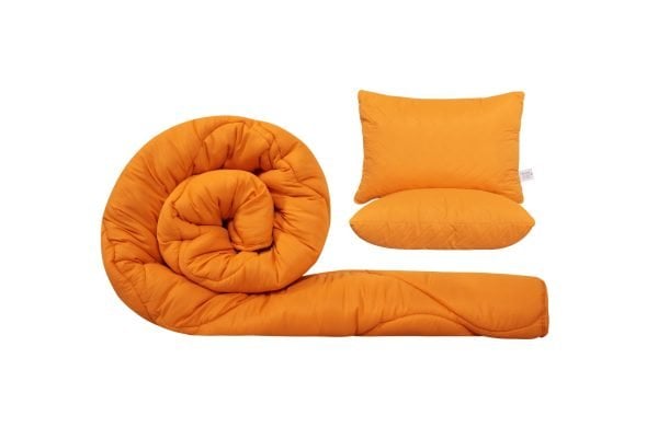 Set SomnART gama Coral, Pilota 200×220 cm si 2 perne 50×70 cm Orange