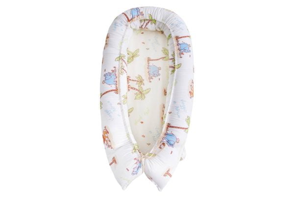 Pozitionator multifunctional 3 in 1 Baby Nest SomnART, perna de gravide + perna de alaptat + protectie patut, cu 3 fermoare, bumbac, Jungle