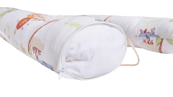 Pozitionator multifunctional 3 in 1 Baby Nest SomnART, perna de gravide + perna de alaptat + protectie patut, cu 3 fermoare, bumbac, Jungle