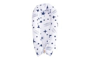 Pozitionator multifunctional 3 in 1 Baby Nest SomnART, perna de gravide + perna de alaptat + protectie patut, cu 3 fermoare, bumbac, Stelute