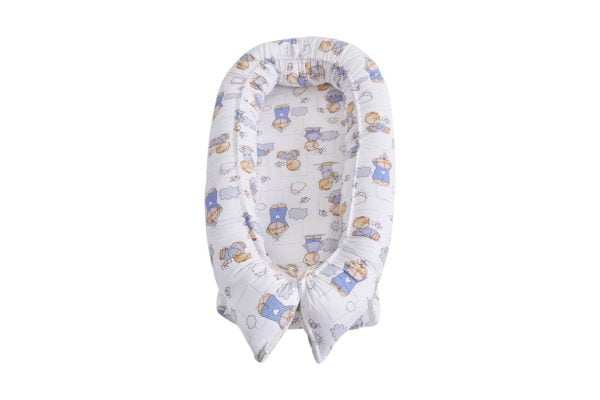 Pozitionator multifunctional 3 in 1 Baby Nest SomnART, perna de gravide + perna de alaptat + protectie patut, cu 3 fermoare, bumbac, Ursuleti