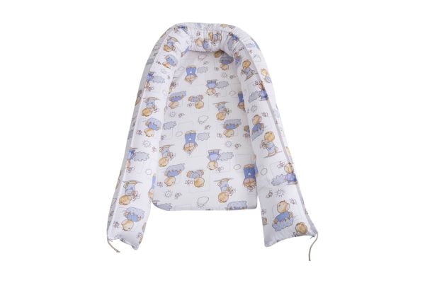 Pozitionator multifunctional 3 in 1 Baby Nest SomnART, perna de gravide + perna de alaptat + protectie patut, cu 3 fermoare, bumbac, Ursuleti