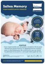 Saltea cu memorie SomnART Memory 80×160, înălțime 10 cm, pentru bebeluși și copii, husă impermeabilă, fermitate medie, model aviator