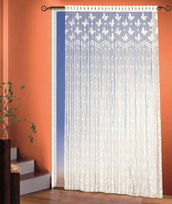 Perdea franjuri, Luise, pentru prindere pe teava, Luise, L135 x H245, alb