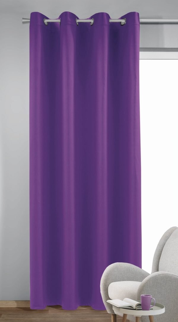 Draperie dimout, cu inele, Mia Dimout, L140 x H245, mov