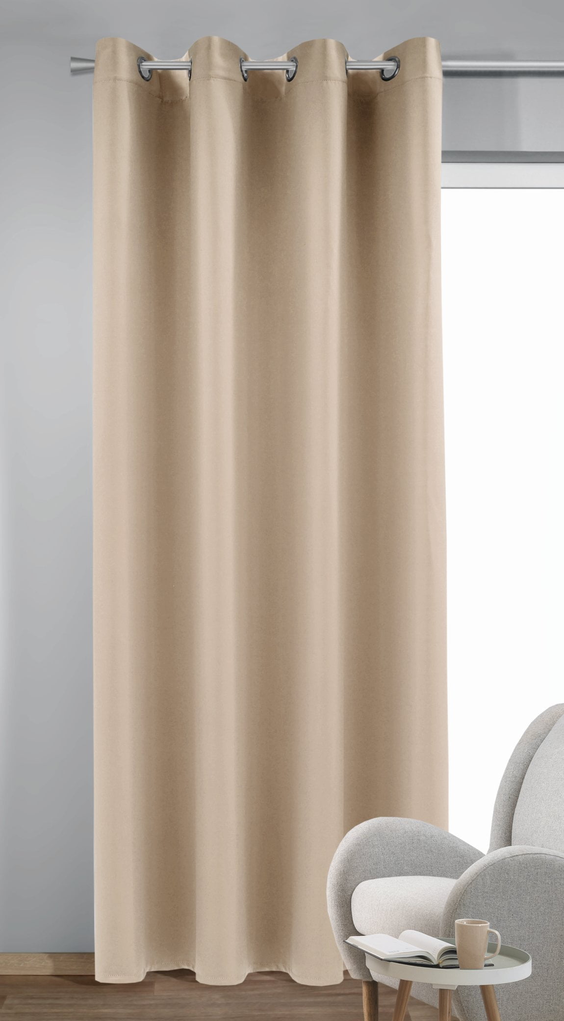 Draperie dimout, cu inele, Cannes Dimout, L135 x H245, roz-gold