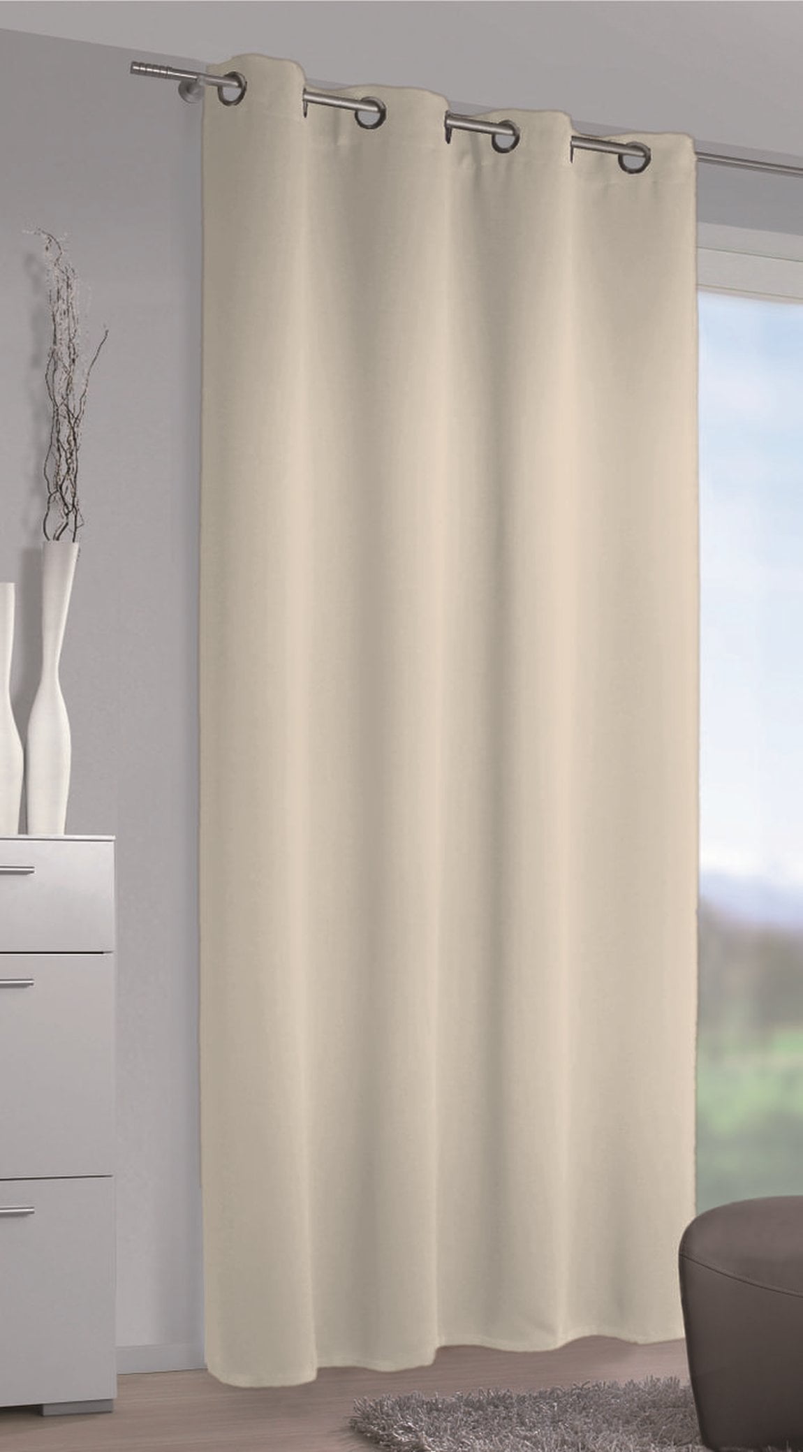 Draperie dimout, cu inele, Cannes Dimout, L135 x H245, roz-gold