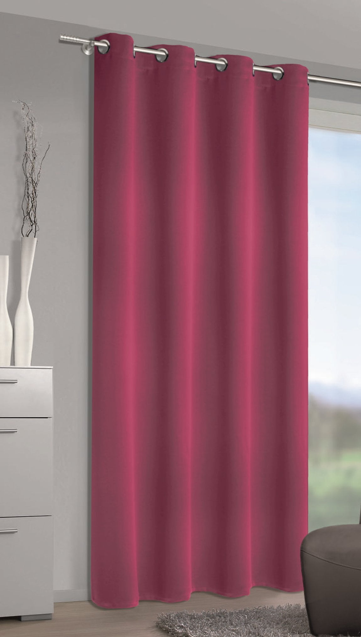 Draperie dimout, cu inele, Cannes Dimout, L135 x H245, roz-gold