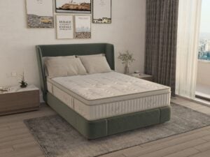 Saltea cu memorie si arcuri Bambus Super Confort Pocket Multilayer 90×200, inaltime 25 cm, husa matlasata, sistem 3D, manere, fermitate medie
