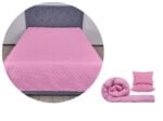 Pachet 1 Set SomnART gama Coral, Pilota 200×220 cm si 2 perne 50×70 cm + Cuvertura Microfibra, 210×240, Sweet Liliac