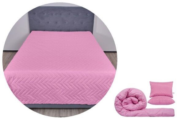 Pachet 1 Set SomnART gama Coral, Pilota 200×220 cm si 2 perne 50×70 cm + Cuvertura Microfibra, 210×240, Sweet Liliac