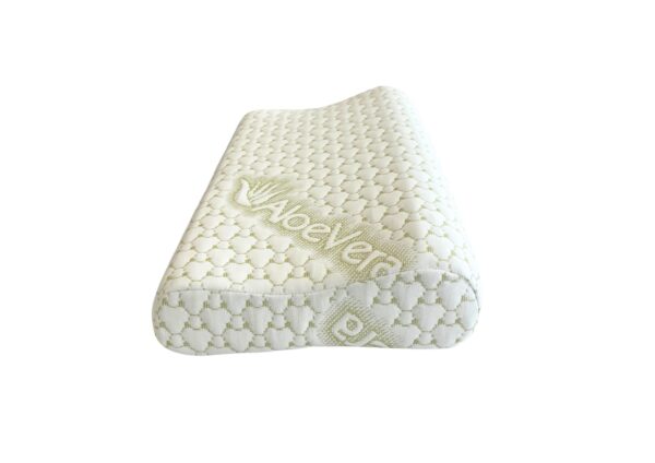Perna ergonomica Aloe Vera Memory, sustinere exacta pentru gat si cap, husa detasabila, 30x50x10/8 cm, ambalata la geanta