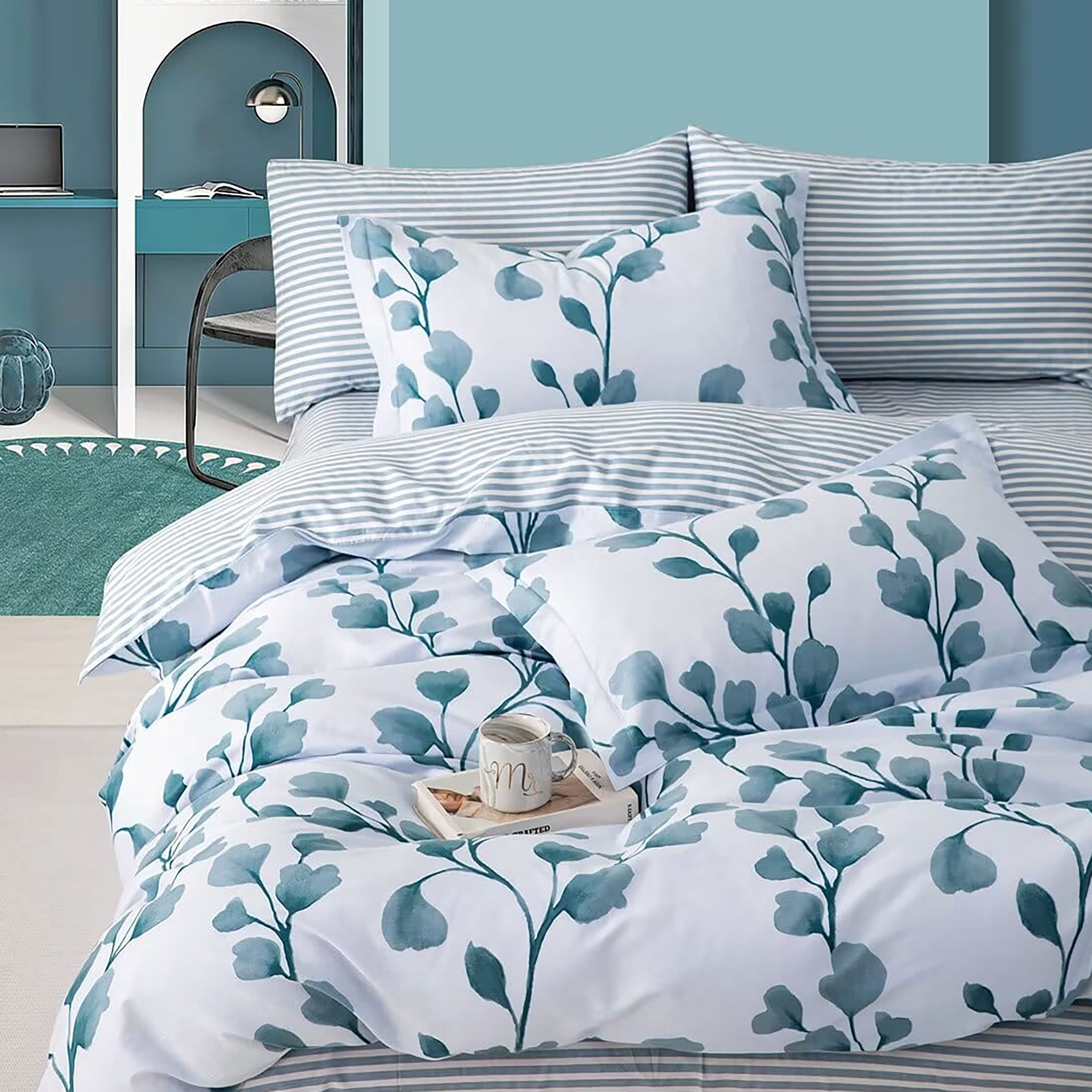 Lenjerie de pat Percale 2PXXL, 4 piese, cearceaf pat clasic 240cm x 260cm, cearceaf pilota 200cm x 230cm, 2 fete perna 50 x 70, PRC86