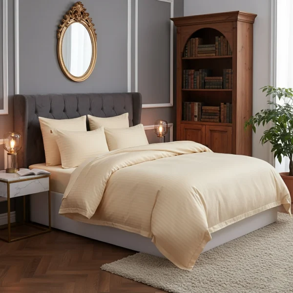 Lenjerie de pat pentru 1 persoana, Bumbac Damasc 100%, 3 piese, Cearceaf pat 160×240, Cearceaf pilota 150×210, Fete de perne 50×70, cappucino Lenjerie de pat pentru 1 persoana, Bumbac Damasc 100%, 3 piese, Cearceaf pat 160×240, Cearceaf pilota 150×210, Fete de perne 50×70, cappucino