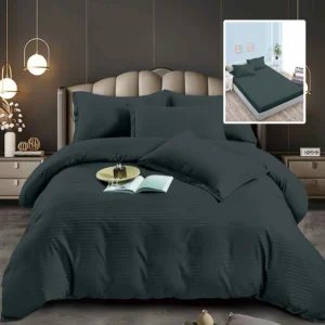 Set lenjerie de pat pentru 2 persoane XXL, Bumbac Damasc Policotton, 6 piese, Cearceaf pat cu elastic, Cearceaf pilota 200×230, Fete de perne 50×70 x 2, Fete de perne 70×70 x 2, 6DPH21