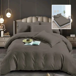Set lenjerie de pat pentru 2 persoane XXL, Bumbac Damasc Policotton, 6 piese, Cearceaf pat cu elastic, Cearceaf pilota 200×230, Fete de perne 50×70 x 2, Fete de perne 70×70 x 2, 6DPH38