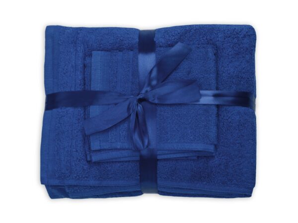 Set prosoape bumbac Somnart, 600gsm, de fata 50×90 cm + de corp 70×140 + de maini 30×50 cm – albastru
