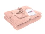 Set prosoape bumbac Somnart, 600gsm, de fata 50×90 cm + de corp 70×140 + de maini 30×50 cm – roz