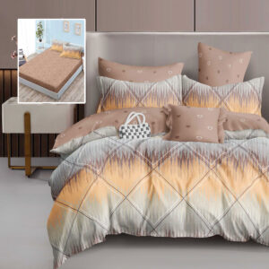 Lenjerie de pat finet 6 piese, cearceaf pat cu elastic, cearceaf pilota 200×230, 2 fete perna 50×70, 2 fete perna 70×70, Extra, Inimioare crem