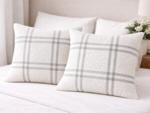 Set 2 Perne 60×60 Somnart Belina Grid, microfibra, lavabile la masina