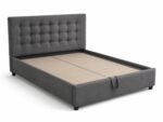 Pat tapitat 160×200 cu lada de depozitare Somnart Madrid, somiera rabatabila, gri