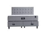 Pat tapitat 160×200 cu lada de depozitare Somnart Optimal, somiera rabatabila, gri
